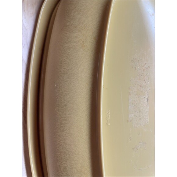 Vintage Tupperware Plastic Oval 4 Piece Microwave Steamer & divider Harvest Gold - Picture 6 of 6